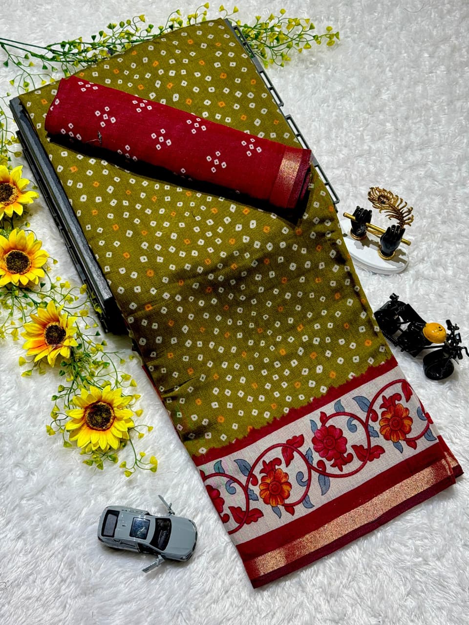 Mul Cotton Saree with Uniform Design and Matching Blouse